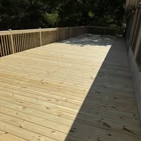 Wide view across the wood deck boards