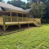 Side view of the porch deck and railing